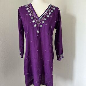 Purple Embellished tunic top